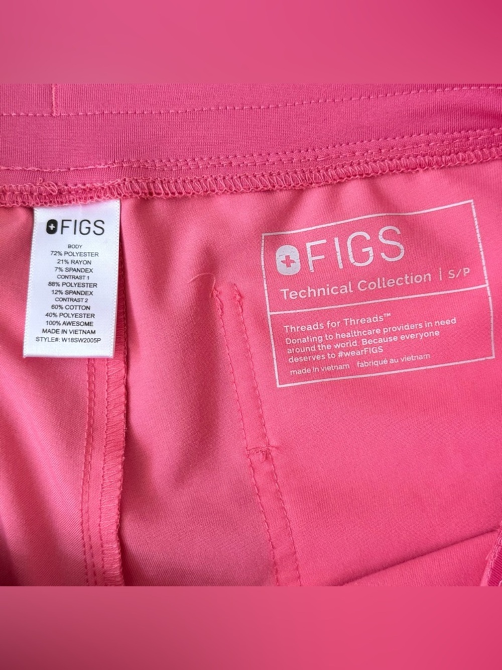 FIGS Zamora Jogger Scrub Pants Neon Pink S Petite Stretch - Picture 9 of 16